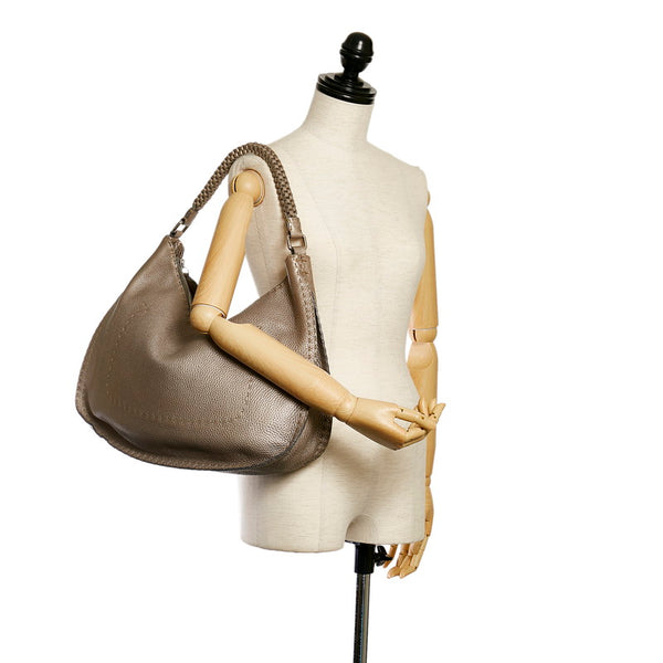 フェンディ セレリア ワンショルダーバッグ メタリック グレー レザー レディース FENDI 【中古】