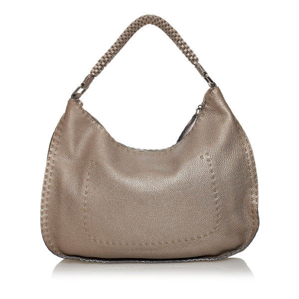 フェンディ セレリア ワンショルダーバッグ メタリック グレー レザー レディース FENDI 【中古】