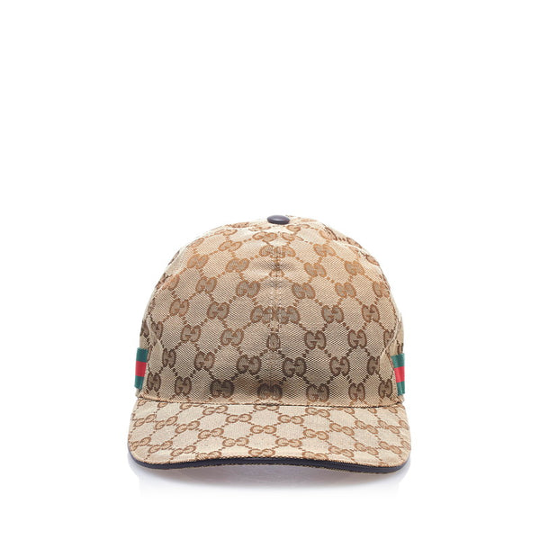 グッチ GGキャンバス シェリーライン キャップ ベースボールキャップ 200035 ベージュ キャンバス レザー メンズ GUCCI 【中古】