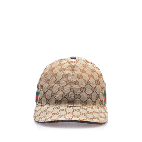 グッチ GGキャンバス シェリーライン キャップ ベースボールキャップ 200035 ベージュ キャンバス レザー メンズ GUCCI 【中古】