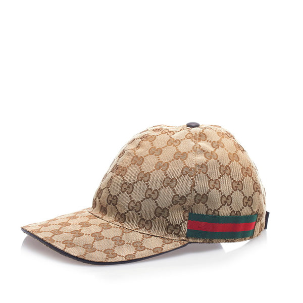 グッチ GGキャンバス シェリーライン キャップ ベースボールキャップ 200035 ベージュ キャンバス レザー メンズ GUCCI 【中古】