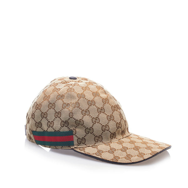グッチ GGキャンバス シェリーライン キャップ ベースボールキャップ 200035 ベージュ キャンバス レザー メンズ GUCCI 【中古】