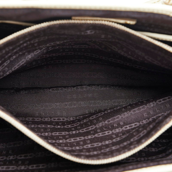 セリーヌ ブギー ハンドバッグ ブラウン ホワイト レザー キャンバス レディース CELINE 【中古】