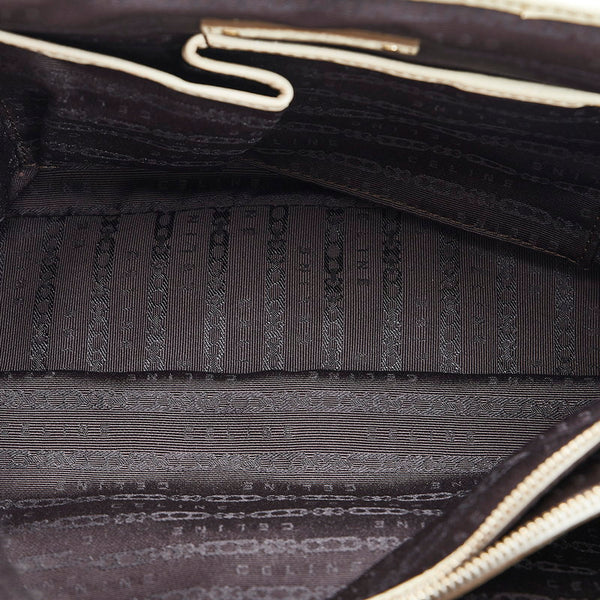 セリーヌ ブギー ハンドバッグ ブラウン ホワイト レザー キャンバス レディース CELINE 【中古】