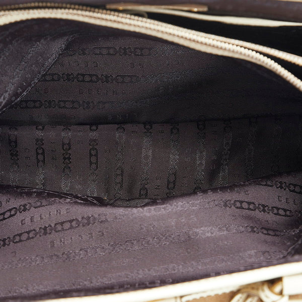 セリーヌ ブギー ハンドバッグ ブラウン ホワイト レザー キャンバス レディース CELINE 【中古】