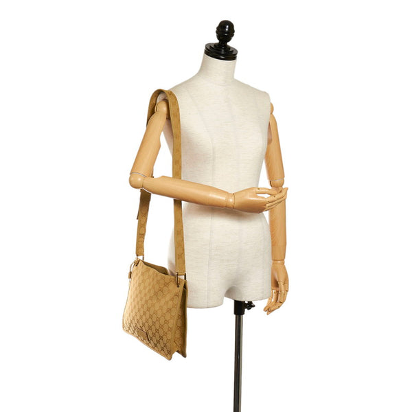 グッチ GGキャンバス 斜め掛け ショルダーバッグ 91762 ベージュ キャンバス レザー レディース GUCCI 【中古】