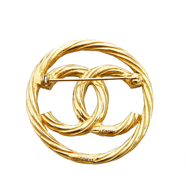シャネル ヴィンテージ ココマーク ツイストサークル ブローチ ゴールド メッキ レディース CHANEL 【中古】