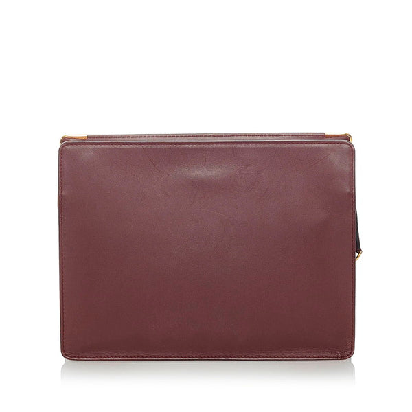 カルティエ マストライン セカンドバッグ ボルドー レザー メンズ CARTIER 【中古】