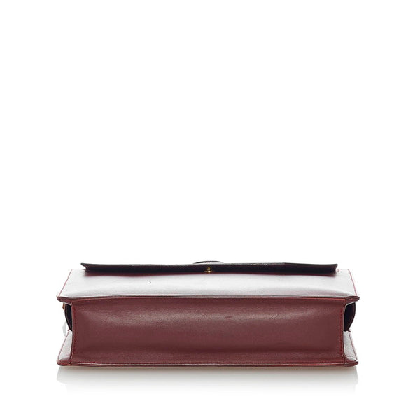 カルティエ マストライン セカンドバッグ ボルドー レザー メンズ CARTIER 【中古】