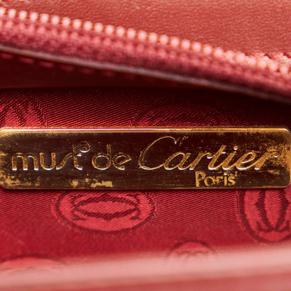 カルティエ マストライン セカンドバッグ ボルドー レザー メンズ CARTIER 【中古】