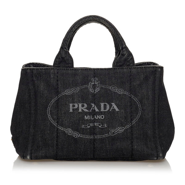 プラダ カナパ ブラック デニム ハンドバッグ ショルダーバッグ 2WAY レディース PRADA 【中古】