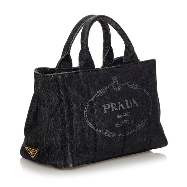 プラダ カナパ ブラック デニム ハンドバッグ ショルダーバッグ 2WAY レディース PRADA 【中古】