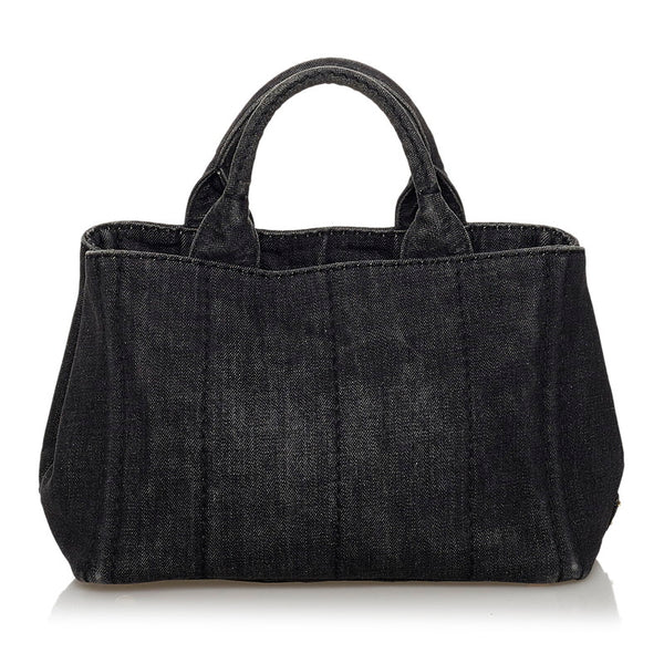 プラダ カナパ ブラック デニム ハンドバッグ ショルダーバッグ 2WAY レディース PRADA 【中古】