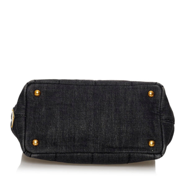 プラダ カナパ ブラック デニム ハンドバッグ ショルダーバッグ 2WAY レディース PRADA 【中古】