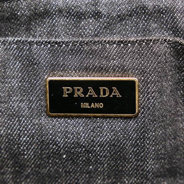 プラダ カナパ ブラック デニム ハンドバッグ ショルダーバッグ 2WAY レディース PRADA 【中古】