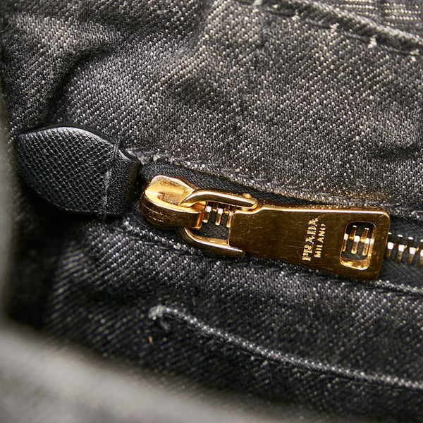 プラダ カナパ ブラック デニム ハンドバッグ ショルダーバッグ 2WAY レディース PRADA 【中古】