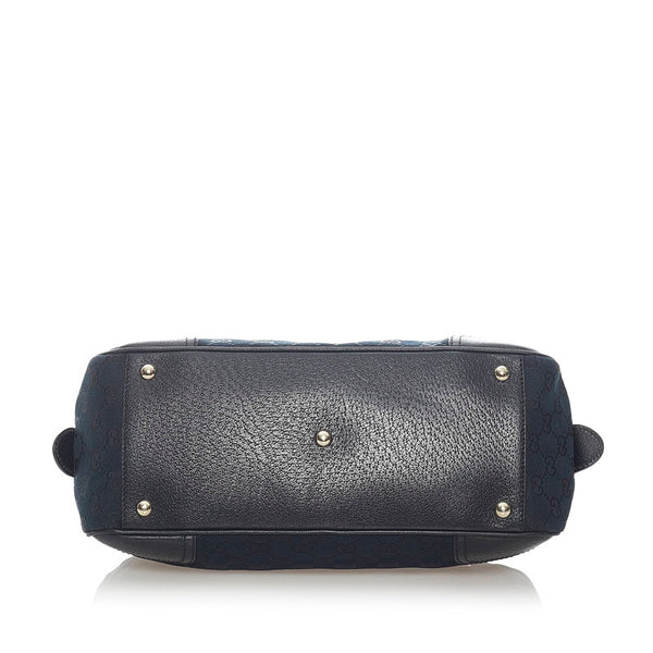 グッチ GGキャンバス シェリーライン ハンドバッグ 161720 ブラック キャンバス レザー レディース GUCCI 【中古】