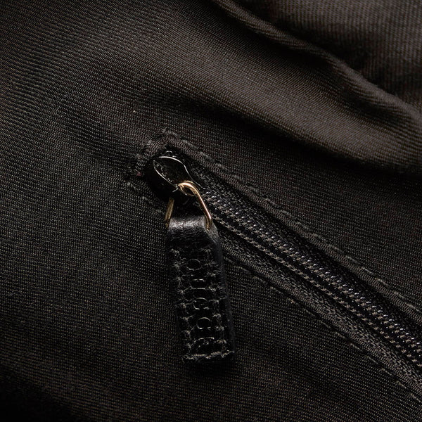 グッチ GGキャンバス シェリーライン ハンドバッグ 161720 ブラック キャンバス レザー レディース GUCCI 【中古】