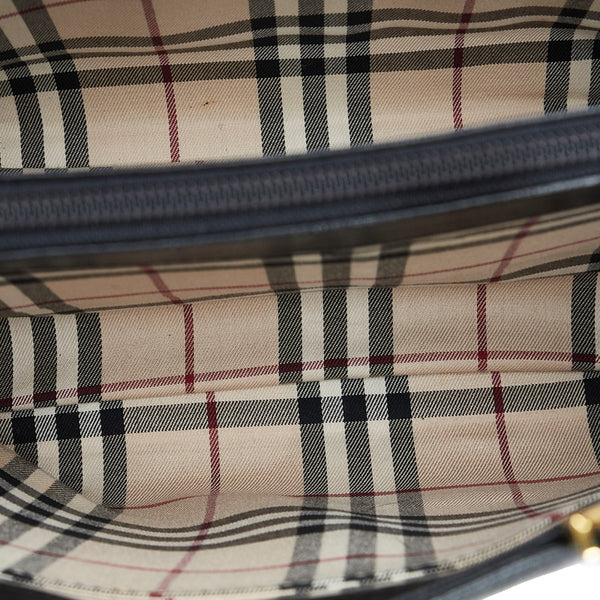 バーバリー ノバチェック ハンドバッグ ブラック レザー レディース BURBERRY 【中古】