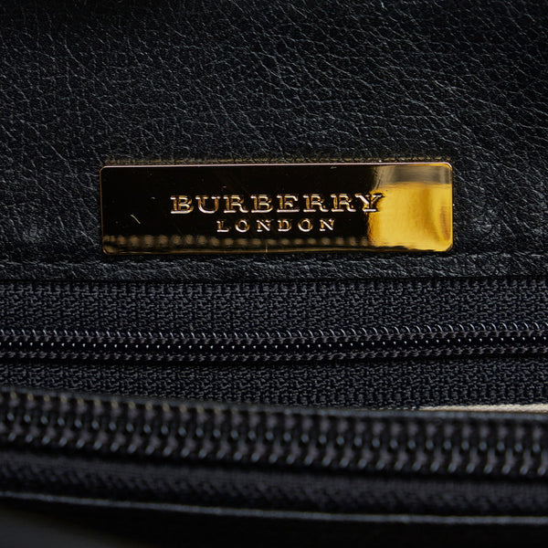 バーバリー ノバチェック ハンドバッグ ブラック レザー レディース BURBERRY 【中古】