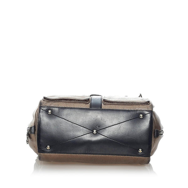 ロエベ ローラ26 チェーン ハンドバッグ メタリック ブロンズ ブラック  レザー レディース LOEWE 【中古】