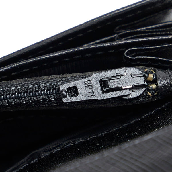 プラダ サフィアーノ 三角ロゴプレート 二つ折り財布 M608 ブラック レザー レディース PRADA 【中古】
