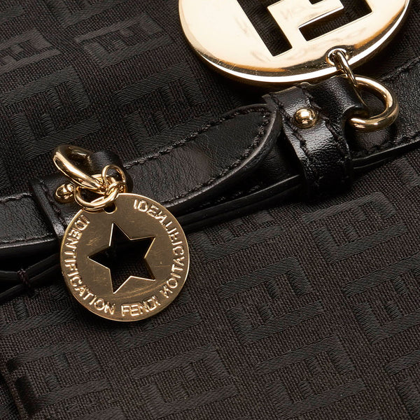 フェンディ ズッキーノ トートバッグ ショルダーバッグ 8BH215 ブラック シルバー キャンバス レザー レディース FENDI 【中古】
