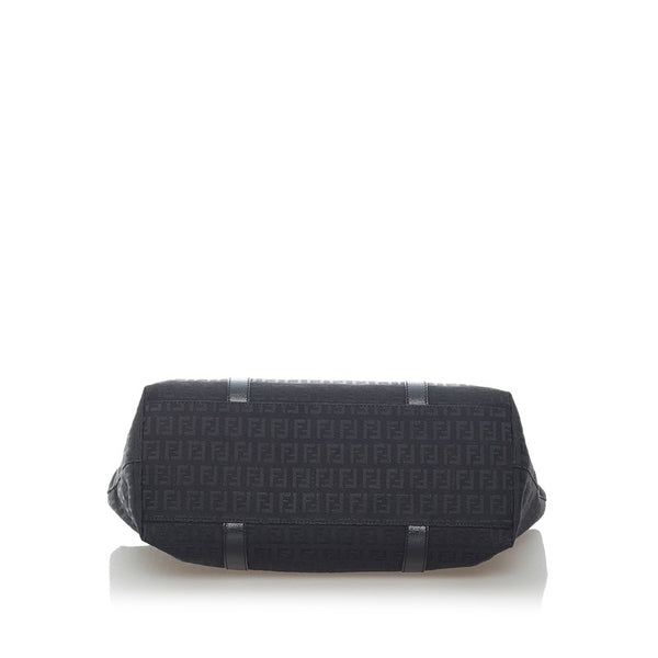 フェンディ ズッキーノ トートバッグ ショルダーバッグ 8BH215 ブラック シルバー キャンバス レザー レディース FENDI 【中古】