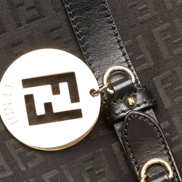 フェンディ ズッキーノ トートバッグ ショルダーバッグ 8BH215 ブラック シルバー キャンバス レザー レディース FENDI 【中古】