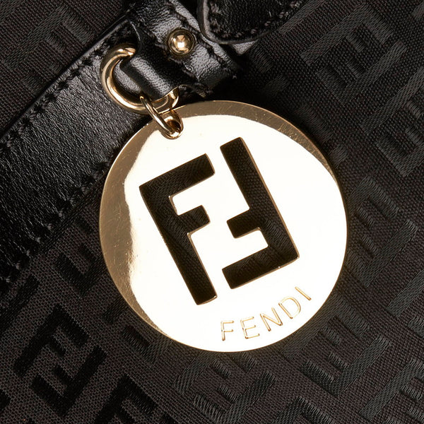 フェンディ ズッキーノ トートバッグ ショルダーバッグ 8BH215 ブラック シルバー キャンバス レザー レディース FENDI 【中古】