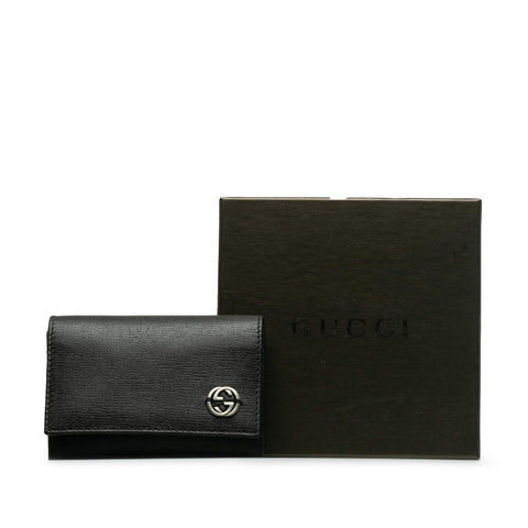 グッチ インターロッキングG 名刺入れ カードケース 306717 ブラック レザー メンズ GUCCI 【中古】