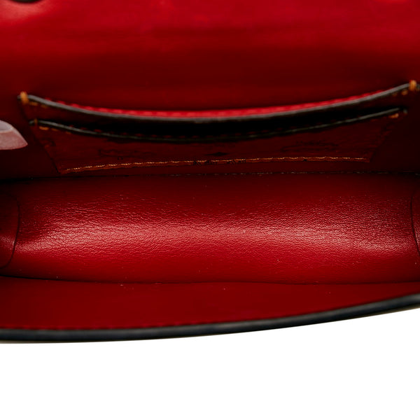 エム シー エム スタッズ ラインストーン チェーン ショルダーバッグ ブラック レザー レディース MCM 【中古】