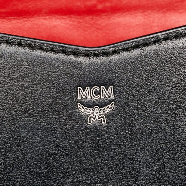 エム シー エム スタッズ ラインストーン チェーン ショルダーバッグ ブラック レザー レディース MCM 【中古】