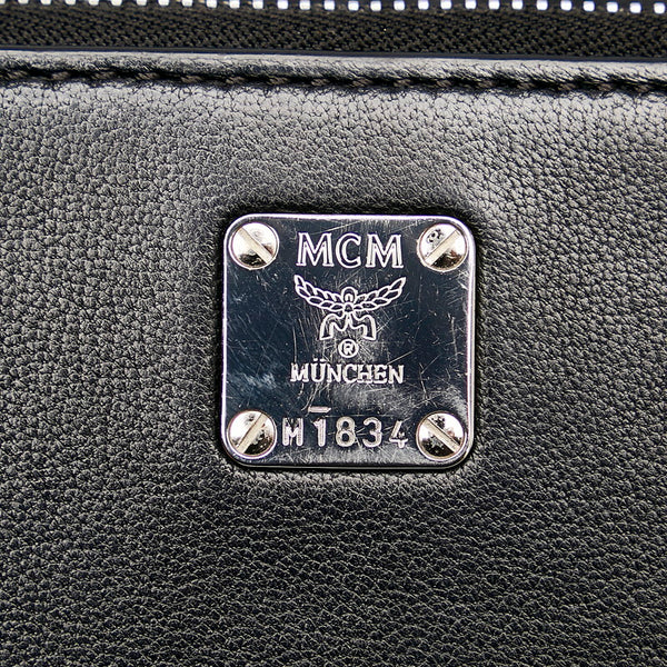 エム シー エム スタッズ ラインストーン チェーン ショルダーバッグ ブラック レザー レディース MCM 【中古】