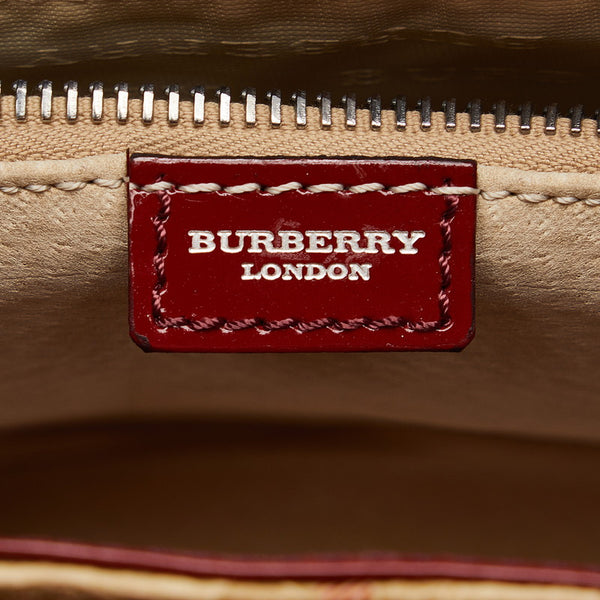 バーバリー ノバチェック シャドーホース ワンショルダーバッグ ハンドバッグ ベージュ レッド レザー レディース BURBERRY 【中古】