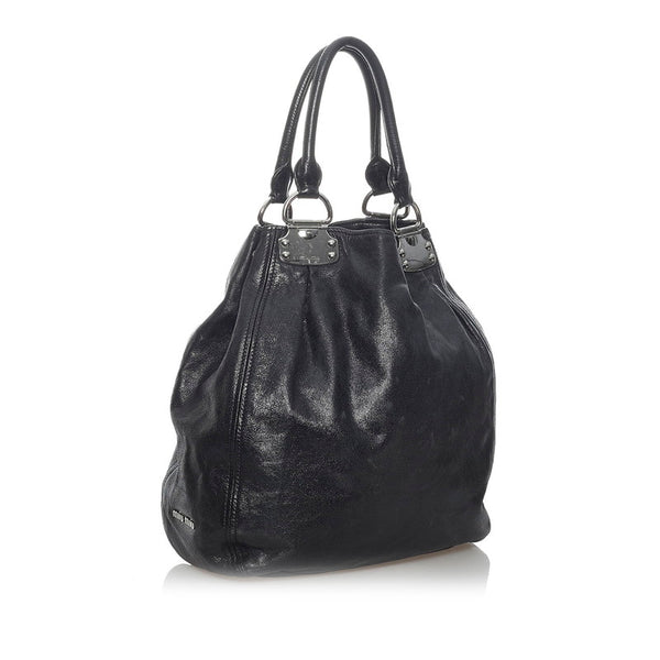 ミュウミュウ ハンドバッグ ブラック  レザー レディース MIUMIU 【中古】