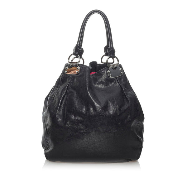 ミュウミュウ ハンドバッグ ブラック  レザー レディース MIUMIU 【中古】