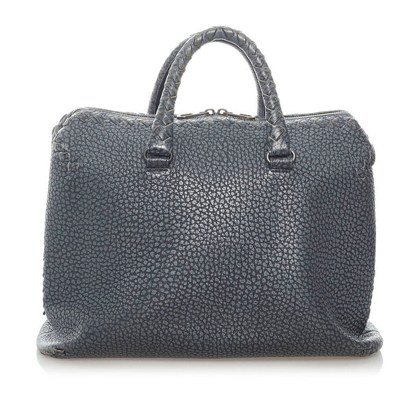 ボッテガヴェネタ イントレチャート ビジネスバッグ ブリーフケース ダークグレー レザー メンズ BOTTEGAVENETA 【中古】