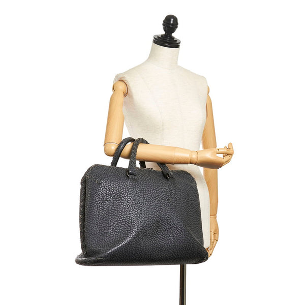 ボッテガヴェネタ イントレチャート ビジネスバッグ ブリーフケース ダークグレー レザー メンズ BOTTEGAVENETA 【中古】
