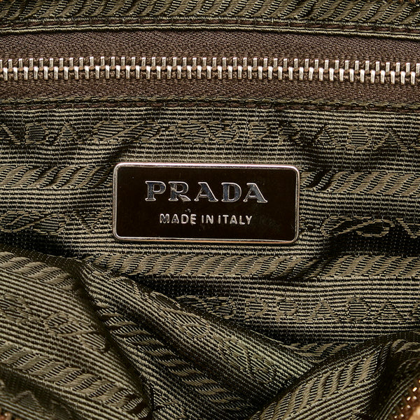 プラダ ハンドバッグ BN0073 ベージュ アイスブルー キャンバス レザー レディース PRADA 【中古】