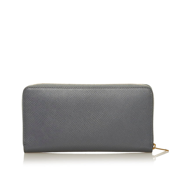 セリーヌ ラージ ジップドウォレット 長財布 ラウンドファスナー グレー グレインカーフレザー レディース CELINE 【中古】