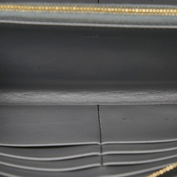 セリーヌ ラージ ジップドウォレット 長財布 ラウンドファスナー グレー グレインカーフレザー レディース CELINE 【中古】