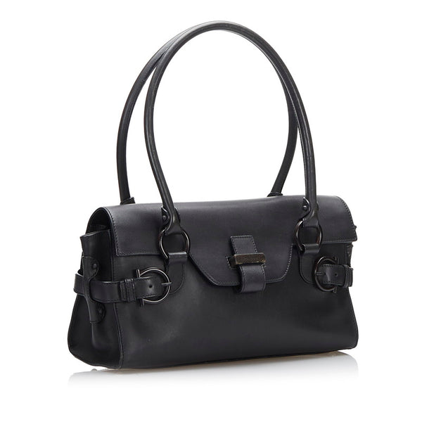 サルヴァトーレフェラガモ ハンドバッグ トートバッグ ブラック レザー レディース Salvatore Ferragamo 【中古】