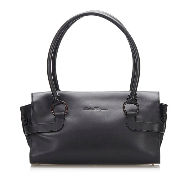 サルヴァトーレフェラガモ ハンドバッグ トートバッグ ブラック レザー レディース Salvatore Ferragamo 【中古】