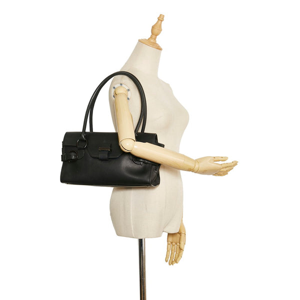 サルヴァトーレフェラガモ ハンドバッグ トートバッグ ブラック レザー レディース Salvatore Ferragamo 【中古】