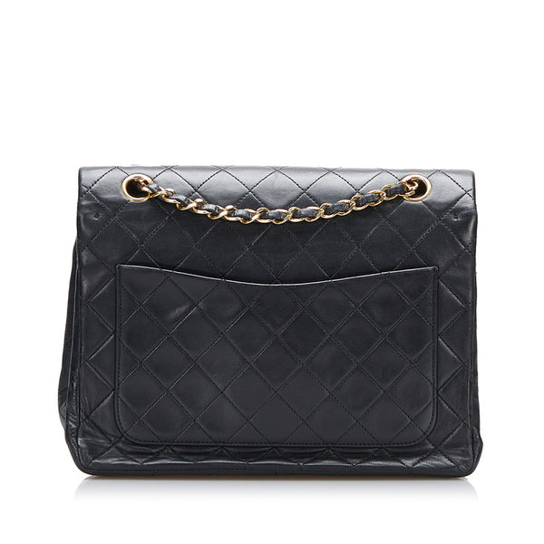 シャネル マトラッセ ダブルフラップ ゴールド金具 チェーン ショルダーバッグ  ブラック ラムスキン レザー レディース CHANEL 【中古】