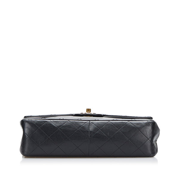 シャネル マトラッセ ダブルフラップ ゴールド金具 チェーン ショルダーバッグ  ブラック ラムスキン レザー レディース CHANEL 【中古】