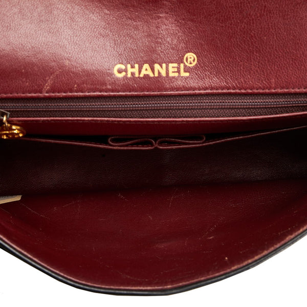 シャネル マトラッセ ダブルフラップ ゴールド金具 チェーン ショルダーバッグ  ブラック ラムスキン レザー レディース CHANEL 【中古】