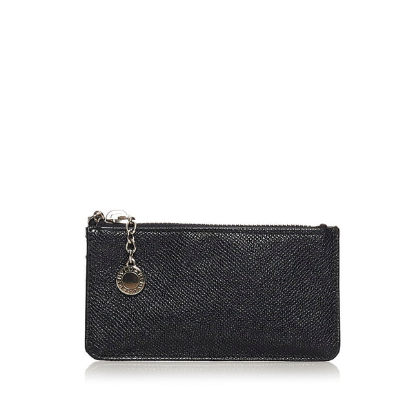 ブルガリ コインケース マルチフラットポーチ ブラック シルバー レザー メンズ BVLGARI 【中古】