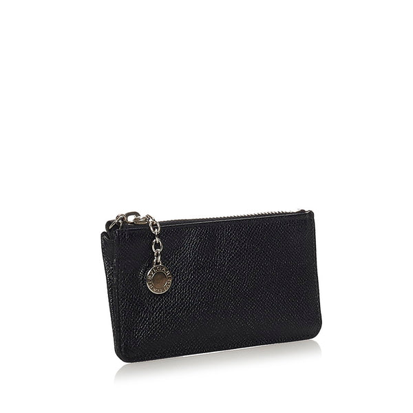 ブルガリ コインケース マルチフラットポーチ ブラック シルバー レザー メンズ BVLGARI 【中古】